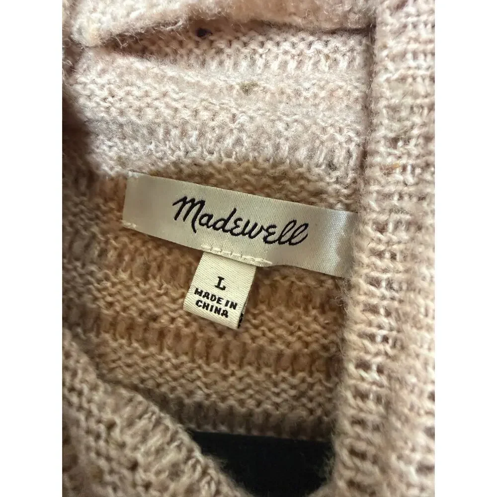 Madewell Ribbed Turtleneck Sweater | Neutral Wool Blend | Size L - Picture 3 of 5